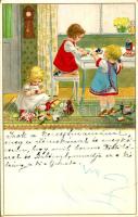 1930 Children art postcard, toys. litho. M. M. Nr. 878. s: Pauli Ebner (EK)