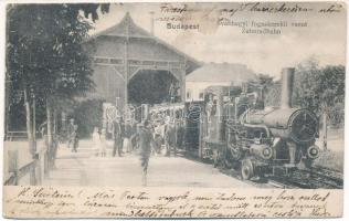 1904 Budapest XII. Svábhegyi fogaskerekű vasút gőzmozdonya, vonat, vasútállomás. M.T. és F.I. Koch Willy (fa)