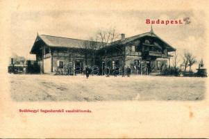 1899 (Vorläufer) Budapest XII. Svábhegyi Fogaskerekű vasútállomás, gőzmozdony, vonat (fl)