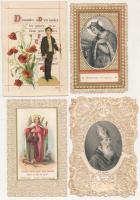 22 db RÉGI (főleg 1900 előtti) csipkehatású litho katolikus szent kártya, nem képeslap hátoldalúak / 22 mostly pre-1900 lace style litho Catholic holy cards (non postcard)