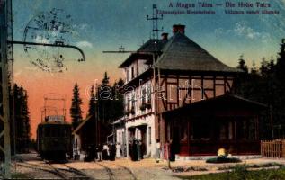 Tátraszéplak, Tatranska Polianka, Westerheim (Magas-Tátra, Vysoké Tatry); Villamos vasútállomás Poprád felé / tramway station, tram (r)