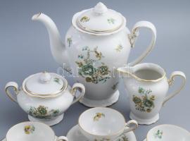 Epiag 5 személyes virágmintás kávés készlet. Jelzett, kopással