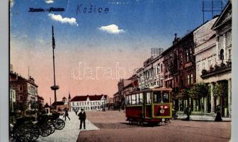 1920 Kassa, Kosice; Fő utca, villamos / main street, tram (EK)