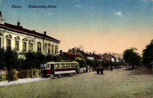 1918 Kassa, Kosice; Klobusitzky körút, villamos / street, tram (EK)