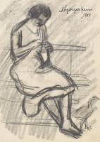 Nyergesi János (1895-1982): Utcarészlet. Akvarell, tus, papír, hátoldalán jelzett és további szén ta...