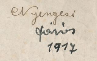 Nyergesi János (1895-1982): Távolban a falu, 1917. Tus, papír, jelezve jobbra fent. Hajtásnyommal. 1...