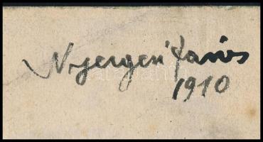 Nyergesi János (1895-1982): Dombos táj, 1910. Akvarell, papír, jelezve jobbra fent. Hajtásnyommal. 1...