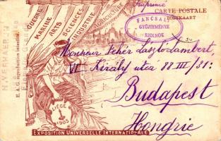 1907 Liege, Gare du Palais / railway station + "1905 Exposition Eniverselle Internationale"...