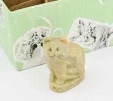 10 db kínai jáde macska figura, eredeti dobozában, egyenként 4 cm