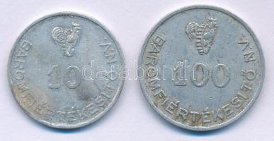 ~1948-1955. "Baromfiértékesítő Nemzeti Vállalat" Al bárcája 10 és 100 Forum ládáról T:VF