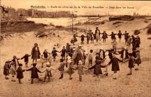 1931 Mariakerke (Oostende, Ostend), Ecole en plein air de la Ville de Bruxelles, jeux dans les dunes / open air school