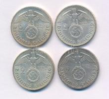 Német Harmadik Birodalom 1939A 2M Ag "Hindenburg" (4x) T:AU,XF patina 
German Third Reich...