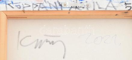 Koppány Attila (1947-): Hildegard, 2021. Akril, vászon. Jelzett a hátoldalán. 58x25 cm