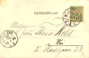 1901 Sopron, Várkerület, villamos, üzletek. Blum N. kiadása (EB)