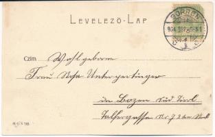 1904 Sopron, Ó-gabona tér, villamos, Schwarz Samu üzlete (fl)