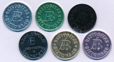 ~1970. "SZOT üdülő - Galyatető / ÁB Biztosítás - Biztonság" Al zseton (6xklf) T:AU,XF