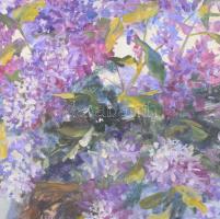 Makray János (1955-): Csendélet. Olaj, falemez, jelzett. Dekoratív fakereteben. 70x75 cm