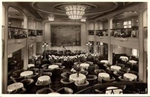 Hapag-Motorschiff 'Milwaukee' Halle / MS Milwaukee was a German diesel-powered, passenger ship, music hall, interior. Hamburg-America Line. Originalphoto: Hans Hartz