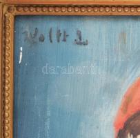 Olvashatatlan jelzéssel: Olvasó hölgy portréja. Olaj, vászon. 53x46,5 cm. Dekoratív, üvegezett faker...