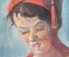 Olvashatatlan jelzéssel: Olvasó hölgy portréja. Olaj, vászon. 53x46,5 cm. Dekoratív, üvegezett faker...