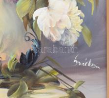 Széchenyiné Varga Szidónia (1965-): Júniusi csokor. Olaj, farost. Jelzett. Dekoratív fakeretben. 40x...