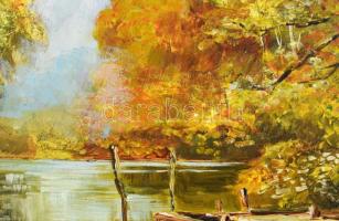 Fekete Zsolt (1964-): Nyugalom szigete. Olaj, farost, jelzett, dekoratív fakeretben. 30×40 cm