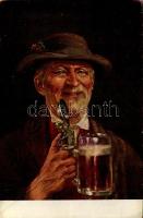 Man with beer mug. Carl A. E. Schmidt (fa)