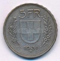 Svájc 1931B 5Fr Ag T:XF patina Switzerland 1931B 5 Francs Ag C:XF patina Krause KM#402