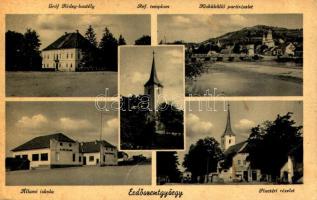 1941 Erdőszentgyörgy, Sangeorgiu de Padure; Gróf Rédey kastély, Református templom, Kisküküllő part, Állami iskola, Piac tér / castle, church, school, square, Tarnava Mica River