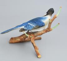 Herendi Kék szajkó. Jelzett, kézzel festett, hibátlan, dobozában, 20x18 cm. /// Herendi Blue Jay. Si...