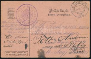 1915 Tábori levelezőlap K.u.K FP 203 + K.u.k Mobiles Pferdespital Nr 14 / 3. Sektion lila bélyegzővel