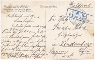 1916 Magyar népviselet a Bácskában. Hátoldalon tábori postával "S.B. / 5.K. bay.3. Jnf. Rgt.&qu...