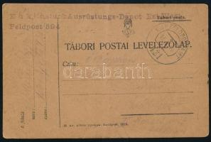 1916 Tábori posta levelezőlap K.u.k. Mostur & Ausrüstungs-Depot Est.Wast / Feldpost 594