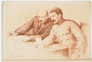 cca 1950 V. I. Lenin, mappa 10 db képpel (ebből 3 színes), kiadja: Művészeti Alkotások N.V. (A mappa...
