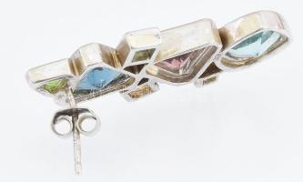 Ezüst (Ag) fülbevaó pár, klf színű akvamarin kövekkel, bruttó: 8,8 g