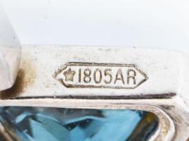 Ezüst (Ag) fülbevaó pár, klf színű akvamarin kövekkel, bruttó: 8,8 g