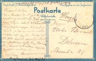 Wetterhornkette vom Eismeer aus, Herausgegeben von der Jungfraubahn. Graph. Anstalt J.E. Wolfensberg...