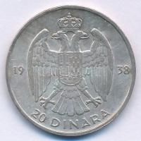 Jugoszlávia 1938. 20D Ag "II. Péter" T:XF 
Yugoslavia 1938. 20 Dinara Ag "Petar II&q...