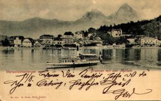 1901 Vierwaldstättersee, Lake Lucerne; Brunnen mit den Mythen, SS "WINKELRIED"