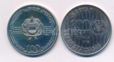 1982. 100Ft Cu-Ni "Labdarúgó világbajnokság 1982" + 1983. 100Ft Cu-Ni "FAO - Több gab...