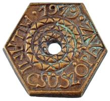 Ligeti Erika (1934-2004) 1979. "Állami csúszópénz / Respublica Szentendre" bronz gúnyérem ...