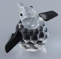 Swarovski pingvin. Fazettált test, feketeüveg végtagokkal és szemekkel. Jelzés nélkül, hibátlan, m: ...