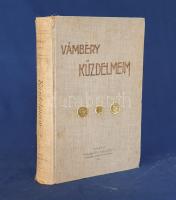 Vámbéry Ármin:  Küzdelmeim. Budapest, 1905. Franklin-Társulat Magyar Irodalmi Intézet és Könyvnyomda. 1 t. (címkép) + VII + [1] + 516 + [2] p. + 6 t. + 5 melléklet (hasonmások, ebből 2 kétleveles, három feliratozott hártyával védett). Első magyar kiadás. Vámbéry Ármin (1832-1913) orientalista, Ázsia-kutató, egyetemi tanár, az ugor-török nyelvészeti háborúban a magyar nyelv és nép eredetének törökségi csoportját vezetve úgy tartotta, hogy a magyar nép és nyelv a hagyományos, kevertséget nem tűrő családfamodellel szemben török és ugor jelleggel egyaránt bír. Emlékirata kitér ugyan nemzetközileg is elismert tudományos munkásságára, mégis elsősorban saját élettörténetére koncentrál, századközépi gyermekkorára, házi tanítóskodására, majd ázsiai utazásaira, melyek kivonatos leírása során számos emlékezetes részletben örökíti meg a törökországi magyar emigráció életét, a török életmód századközépi - európai számára gyakran érthetetlen - formáit, majd közép-ázsiai utazásain a türk népek életmódját és gyakran a kalandorságot súroló úti kalandjai egyes eseményeit. Az angol külügyminisztériumba is bejáratos szerző kötete a magyar kiadással egy időben angol nyelven is megjelent. Példányunk címképe sérült, alsó harmada elvált, a belív egy levelén kisebb szakadás, az első repülő előzék kijár a kötetből. A címlapon régi tulajdonosi bejegyzés. Feliratozott, enyhén sérült gerincű kiadói egészvászon kötésben.