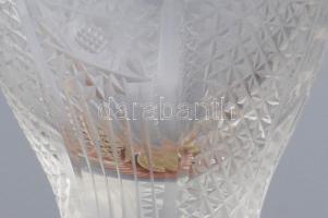 6 darab kristály italos pohár ezüst (Ag) talpazatban, jelzett, m: 9 cm