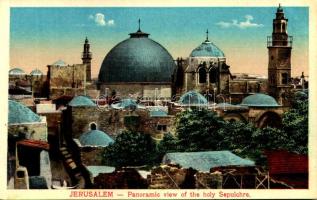 Jerusalem, Panoramic view of the holy Sepulchre - from postcard booklet (EK)