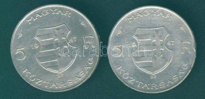 1947. 5Ft Ag "Kossuth" (2x) T:2,2/3
