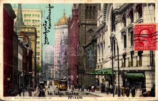 1911 Pittsburgh (Pennsylvania), Sixth Avenue, tram (fa)