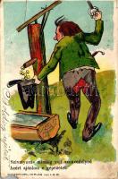 1900 Szivattyúzás mindég volt szenvedélyed azért ajánlom e gépezetet / humour art postcard, litho (b)