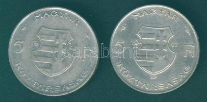 1947. 5Ft Ag "Kossuth" (2x) T:2,2/3