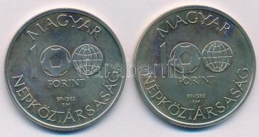 1985. 100Ft alpakka "Labdarúgó Világbajnokság 1986. - Mexikó" + 100Ft alpakka "Labdar...